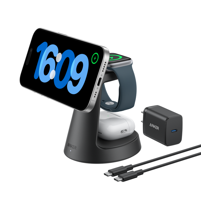 محطة شحن لاسلكية Anker MagGo (3 في 1، حامل Dock)