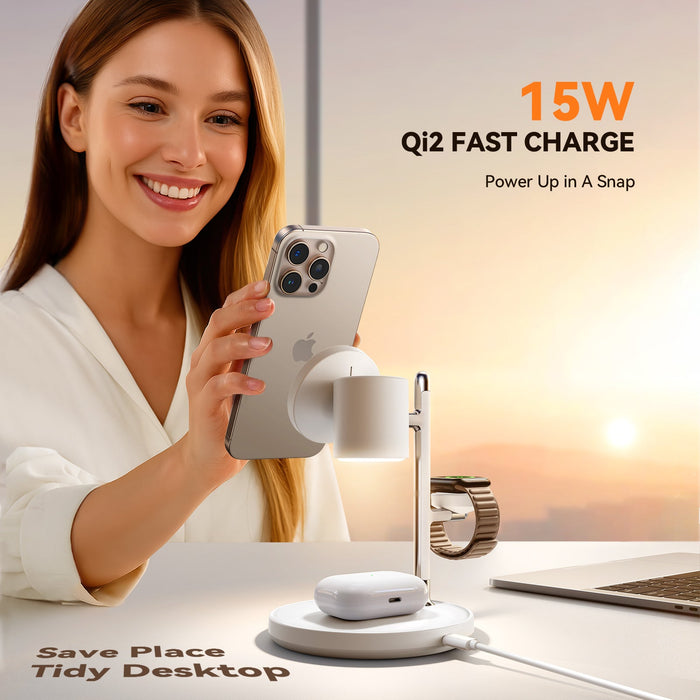 JR-W23 Qi2 4-in-1 Wireless Charger-White