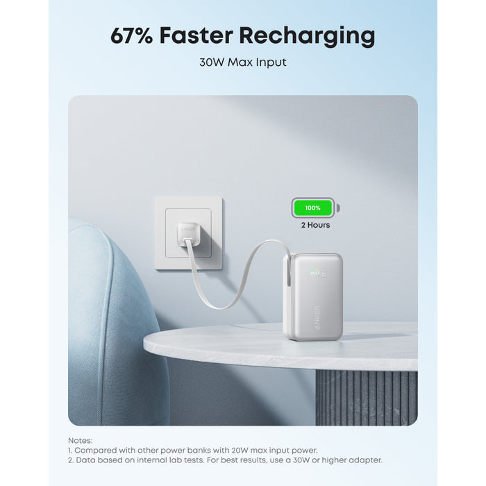 Anker Nano Power Bank (10,000mAh, 45W) with Built-In Retractable USB-C Cable