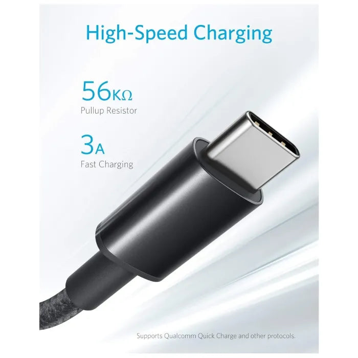 كابل شحن أنكر USB-A إلى USB-C مضفر ومتين
