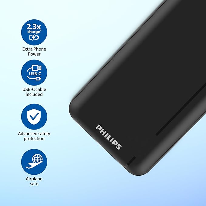 Philips Power Bank, 20Watts, 10000Mah, Black