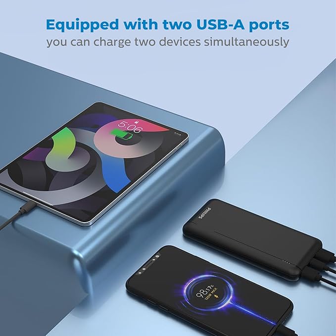 Philips Power Bank, 20Watts, 10000Mah, Black